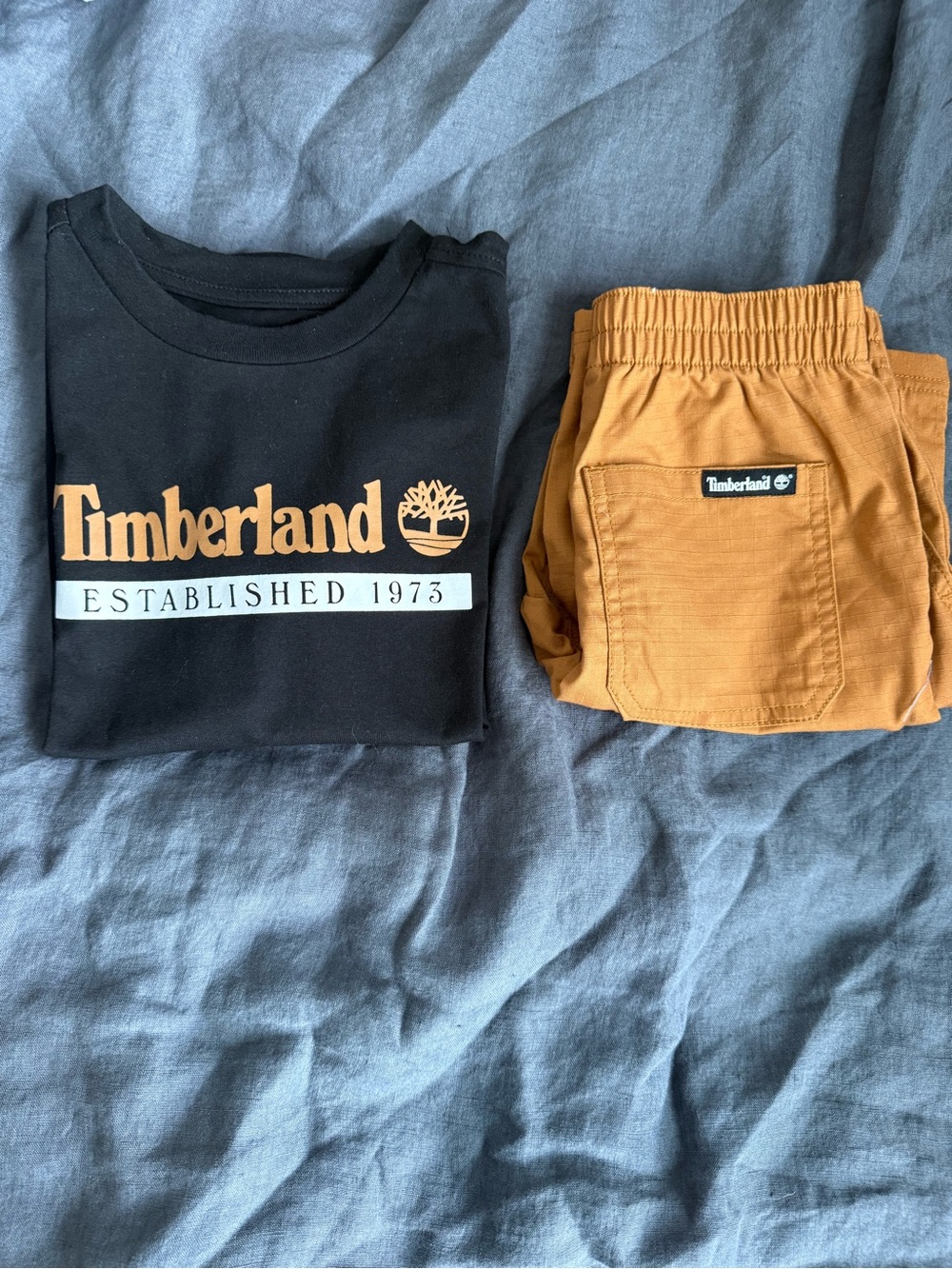 Timberland Black Tee with Tan Shorts Kids Matching Set - Picture 6 of 8